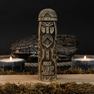 Thor Wooden Figurine – 14 cm (5.7 inches) Hand-Carved Norse God of Thunder and Strength