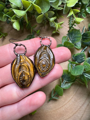 Tigers Eye Yoni Earrings