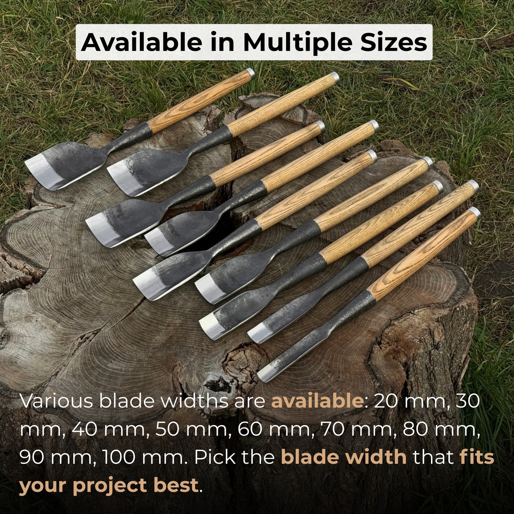 Timber Framing Rounded Chisel, 20 - 100 mm (0.8 - 3.9 inches)