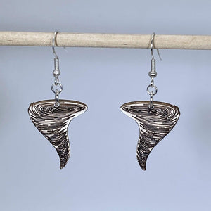 Tornado Wooden Dangle Earrings | Storm Weather Jewelry