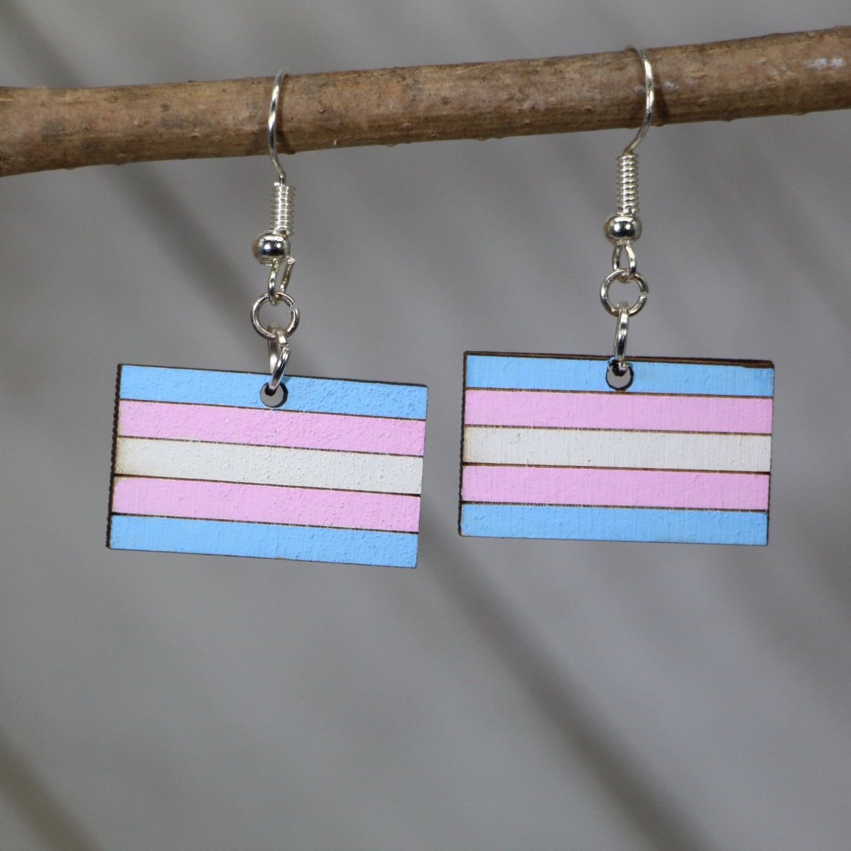 Trans Pride Flag Wooden Earrings | Transgender Pride Jewelry