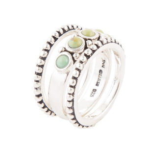 Triple Play Blue Turquoise and Sterling Silver Stack Ring