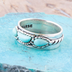 Triple Stone Simplicity Blue Turquoise and Sterling Silver Ring
