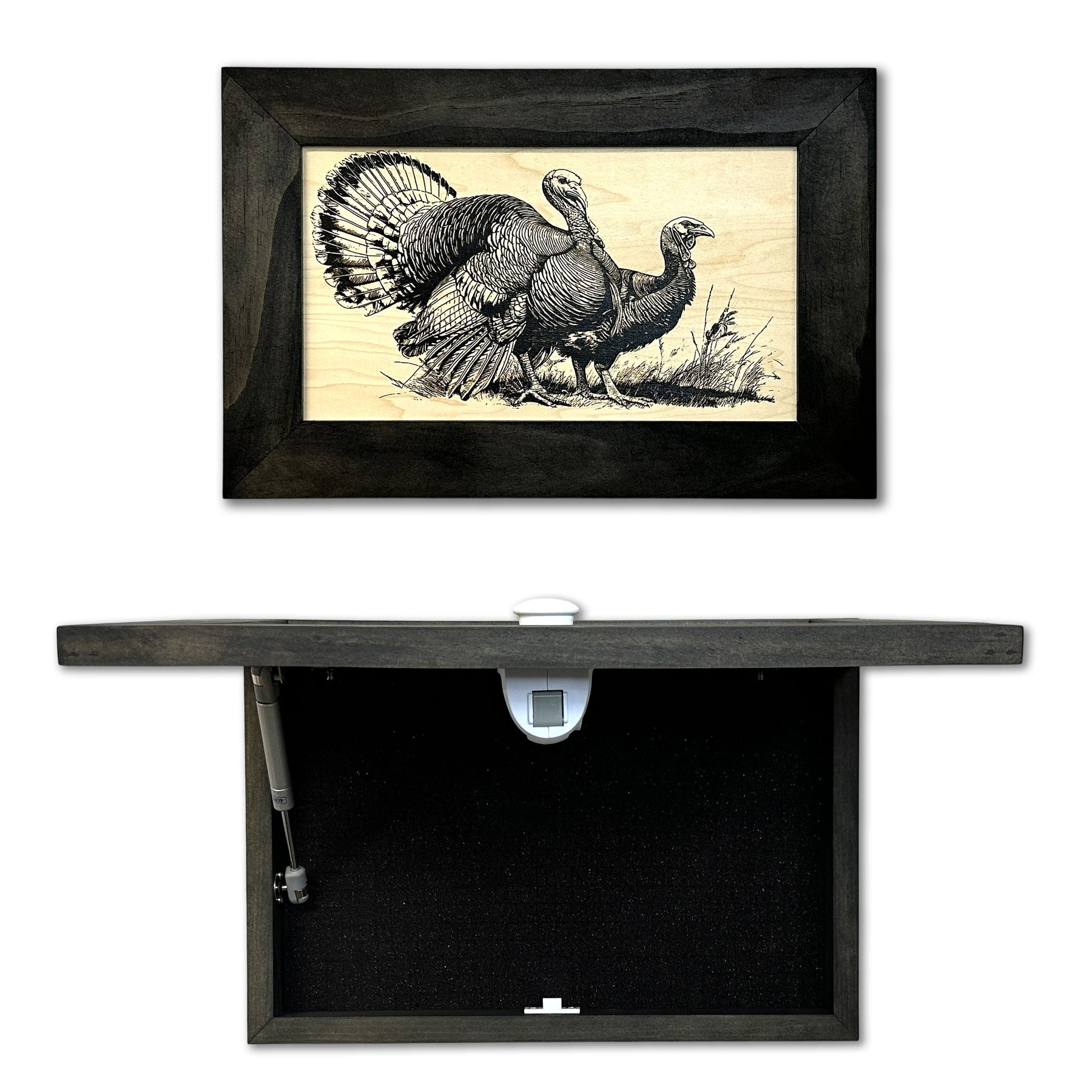 Wild Turkey Pair Gun Concealment Furniture - Handcrafted Hidden Gun Storage Wall Decor - Hidden Safe Furniture with Magnetic Lock for Quick Access & Storage - Made in USA