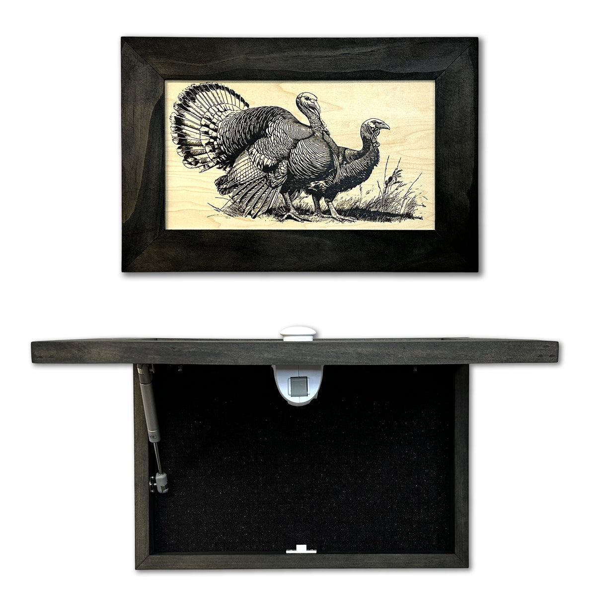 Wild Turkey Pair Gun Concealment Furniture - Handcrafted Hidden Gun Storage Wall Decor - Hidden Safe Furniture with Magnetic