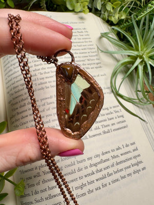 Turquoise and Butterfly Wing Necklace