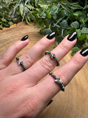 Turquoise Butterfly Beaded Stretch Ring