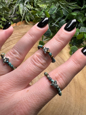 Turquoise Butterfly Beaded Stretch Ring