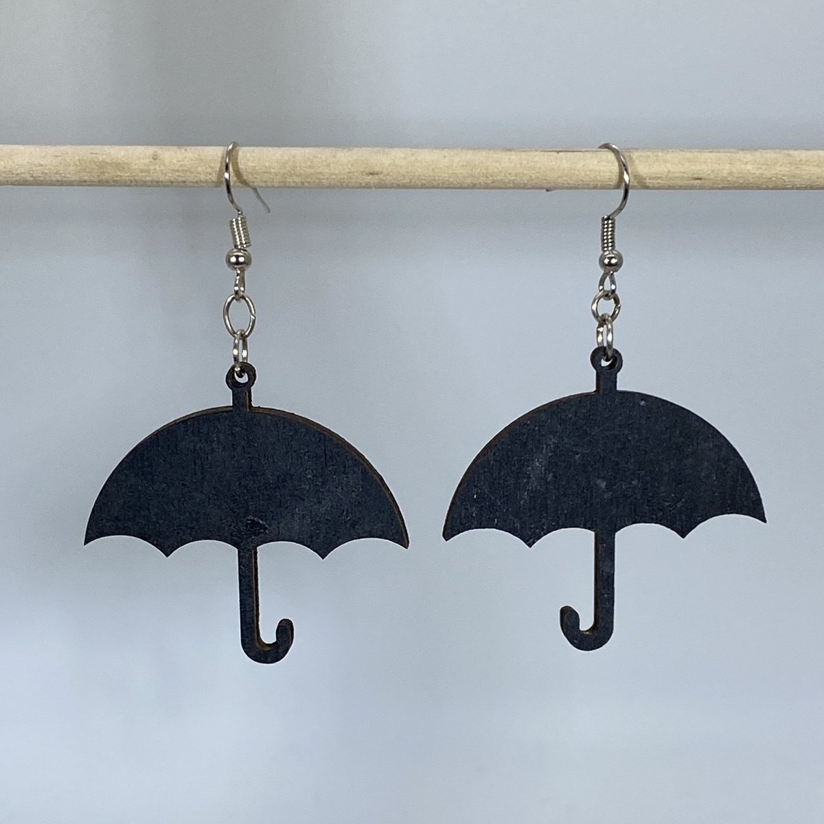 Umbrella Wooden Dangle Earrings | Rainy Day Weather Jewelry Gift
