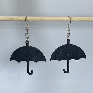 Umbrella Wooden Dangle Earrings | Rainy Day Weather Jewelry Gift