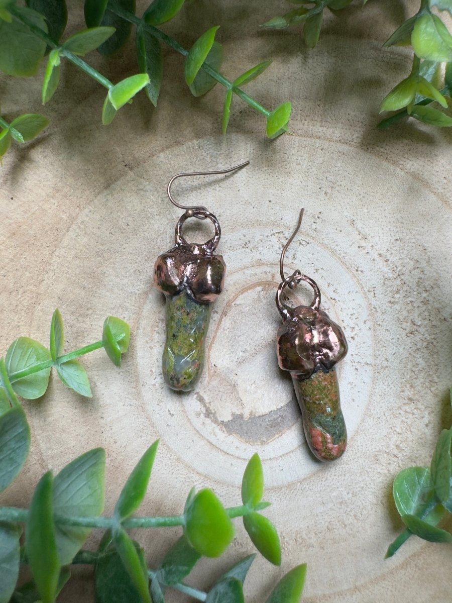Unakite Jasper Penis Earrings