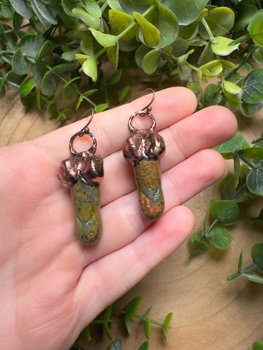 Unakite Jasper Penis Earrings