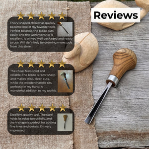 V-Parting Chisel 60 Degree with Palm Handle, 6 mm (0.24 inches)