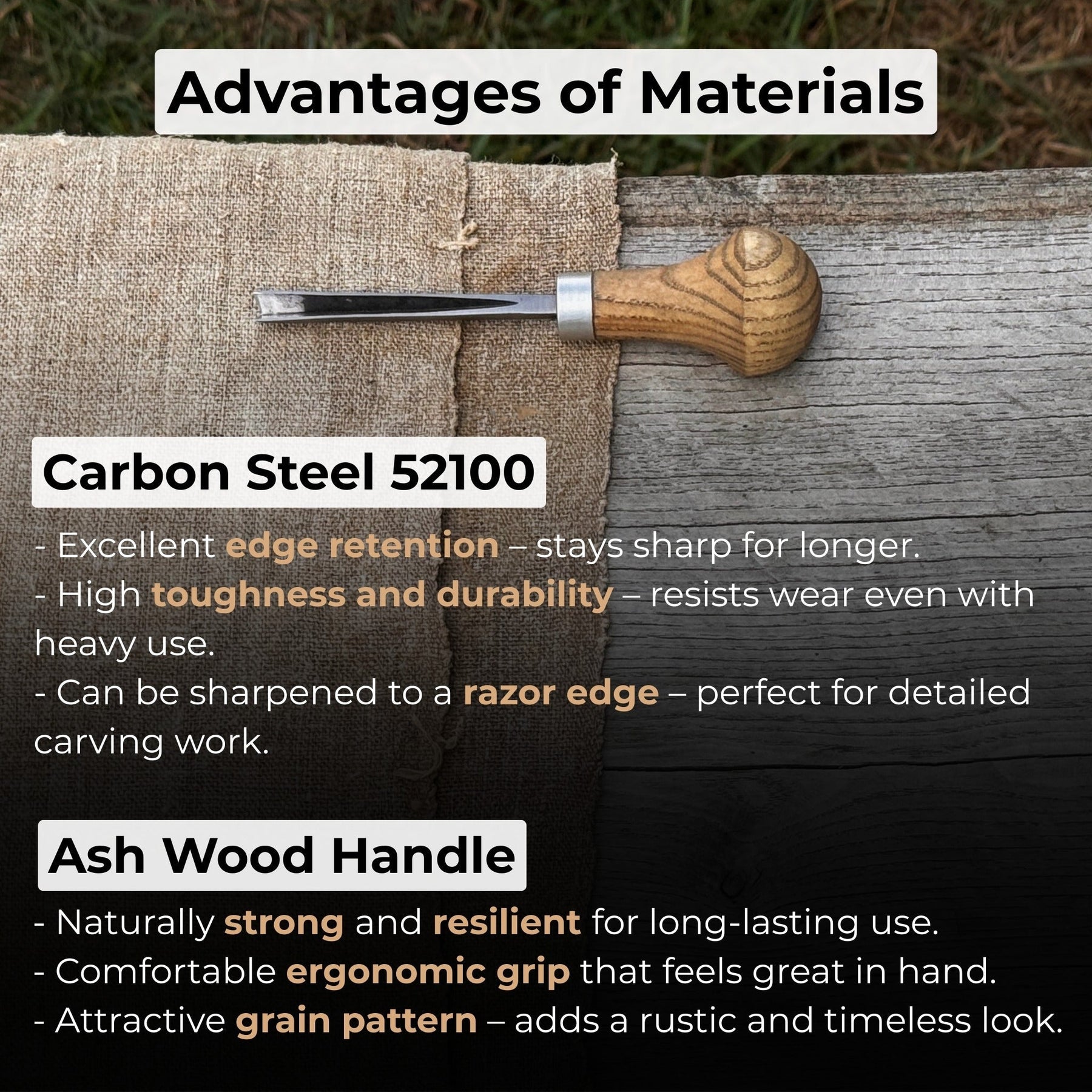 V-Parting Chisel 60 Degree with Palm Handle, 6 mm (0.24 inches)