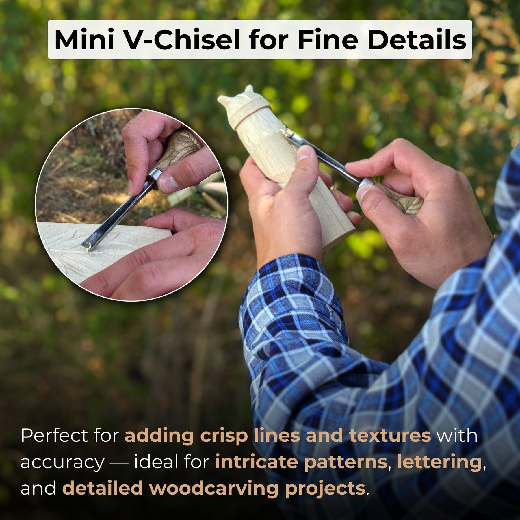 V-Parting Chisel 60 Degree with Palm Handle, 6 mm (0.24 inches)