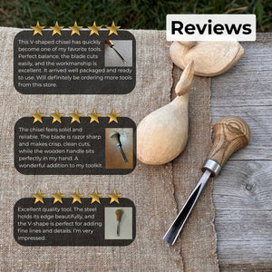 V-Parting Chisel 60 Degree with Palm Handle, 8 mm (0.31 inches)