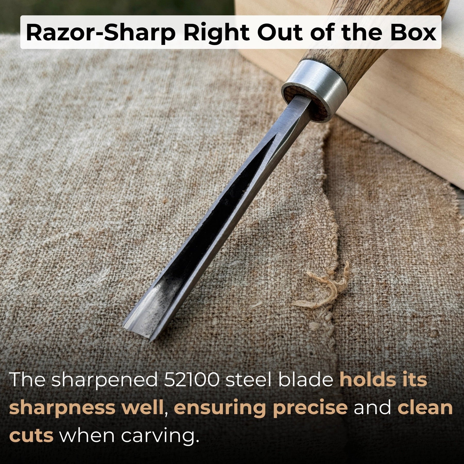 V-Parting Chisel 60 Degree with Palm Handle, 8 mm (0.31 inches)