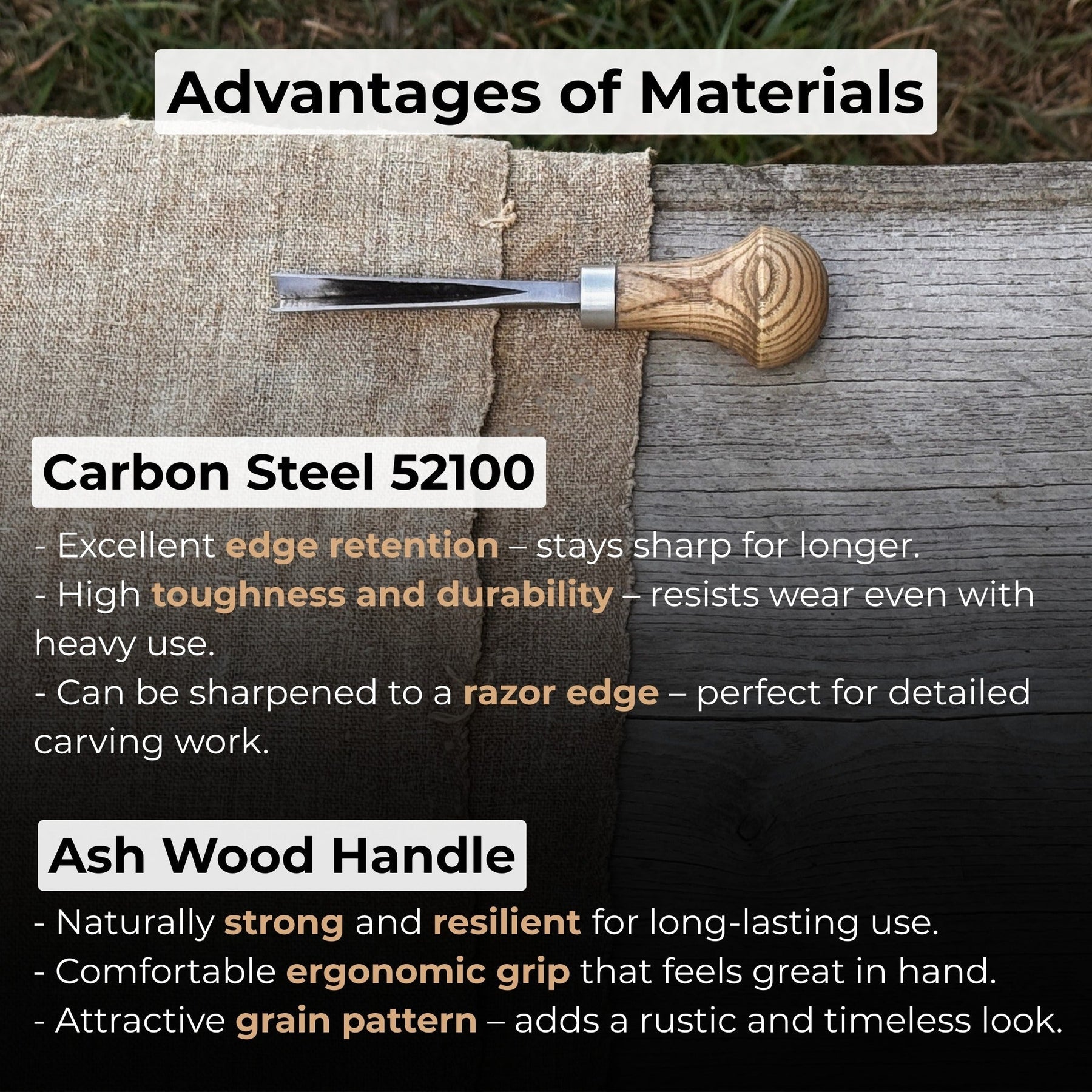 V-Parting Chisel 60 Degree with Palm Handle, 8 mm (0.31 inches)