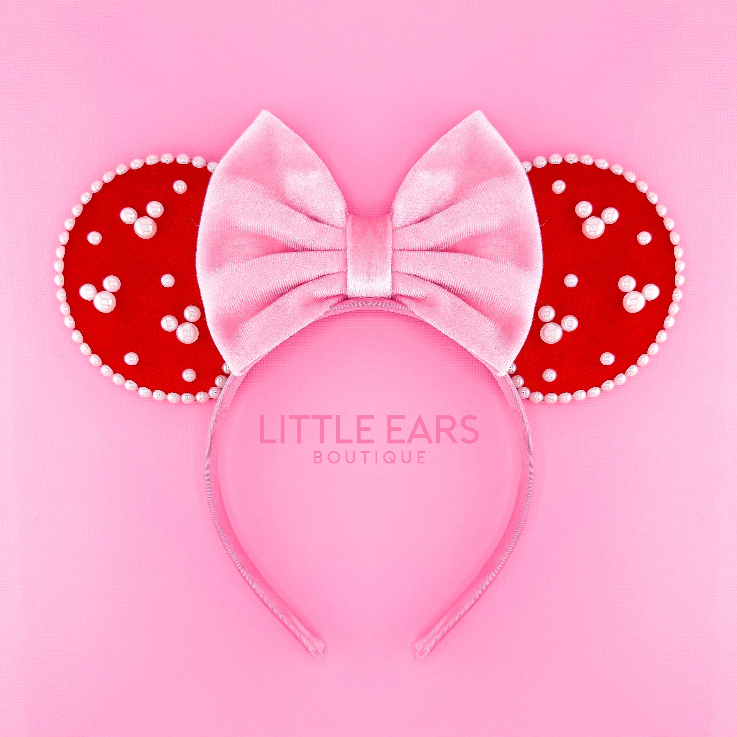 Red & Pink Pearls Mickey Ears