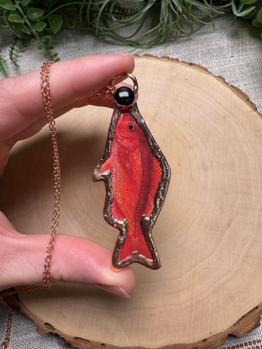 Vermilion Snapper and Obsidian Necklace