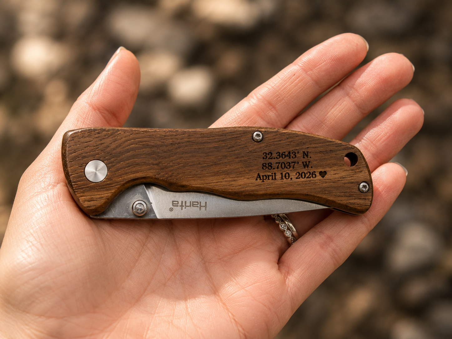 Personalized Engraved Wood Handle Pocket Knife