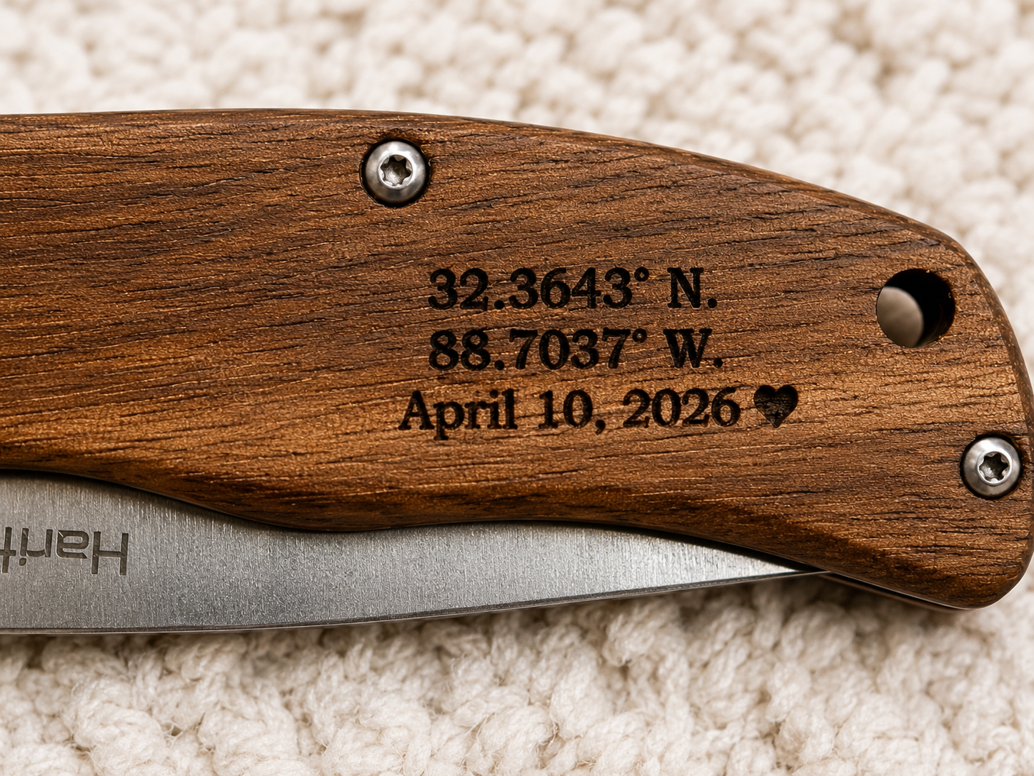 Personalized Engraved Wood Handle Pocket Knife