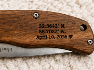 Personalized Engraved Wood Handle Pocket Knife