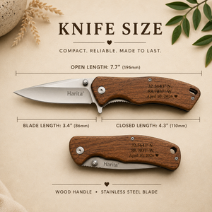 Personalized Engraved Wood Handle Pocket Knife