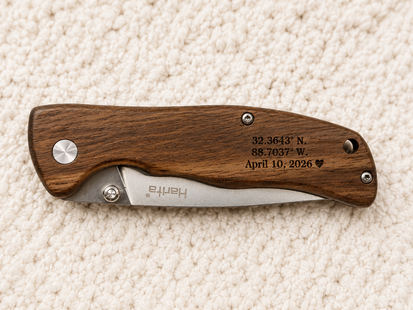 Personalized Engraved Wood Handle Pocket Knife