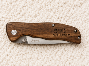 Personalized Engraved Wood Handle Pocket Knife