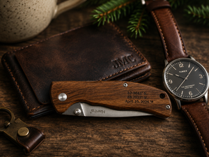 Personalized Engraved Wood Handle Pocket Knife