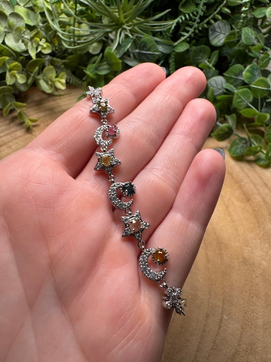 Watermelon Tourmaline Celestial Bracelet