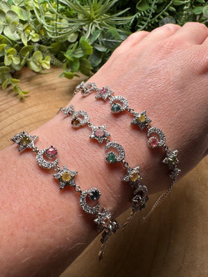 Watermelon Tourmaline Celestial Bracelet