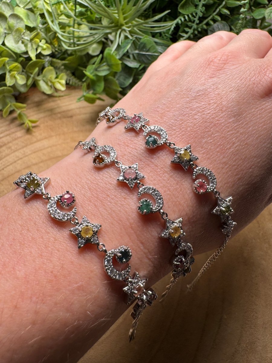 Watermelon Tourmaline Celestial Bracelet