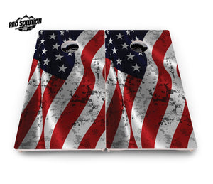 Distressed Wavy Flag Cornhole Boards – Pro Lite or Pro Elite