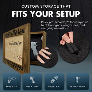 We Decided On Forever Hidden Gun Safe, Concealed Pistol Storage, Wood Gun Cabinet, Handcrafted, Gun Concealment Furniture, Concealed Shelf