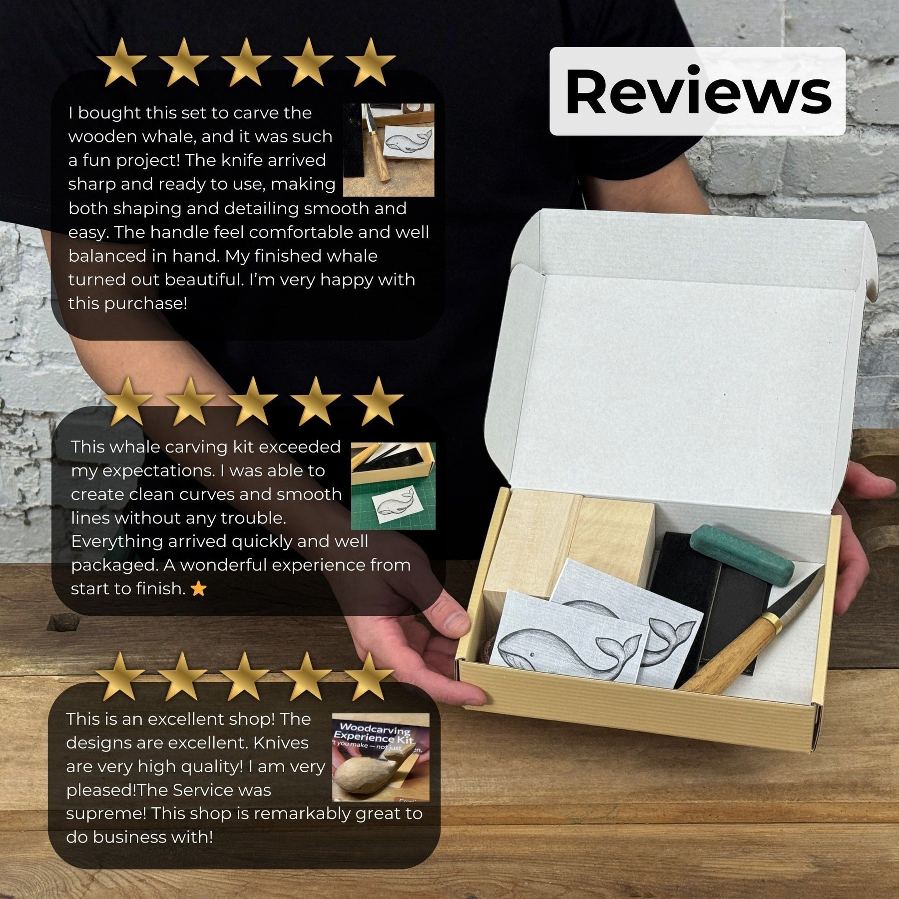 Whale Carving Kit - Complete Starter Whittling Kit for Beginners, Adults, Teens, and Kids