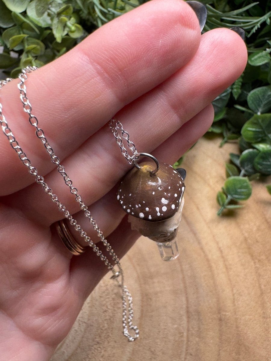 Whimsical Crystal Mushroom Necklace