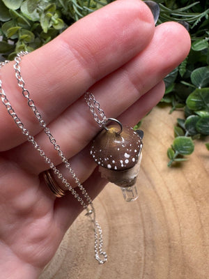 Whimsical Crystal Mushroom Necklace