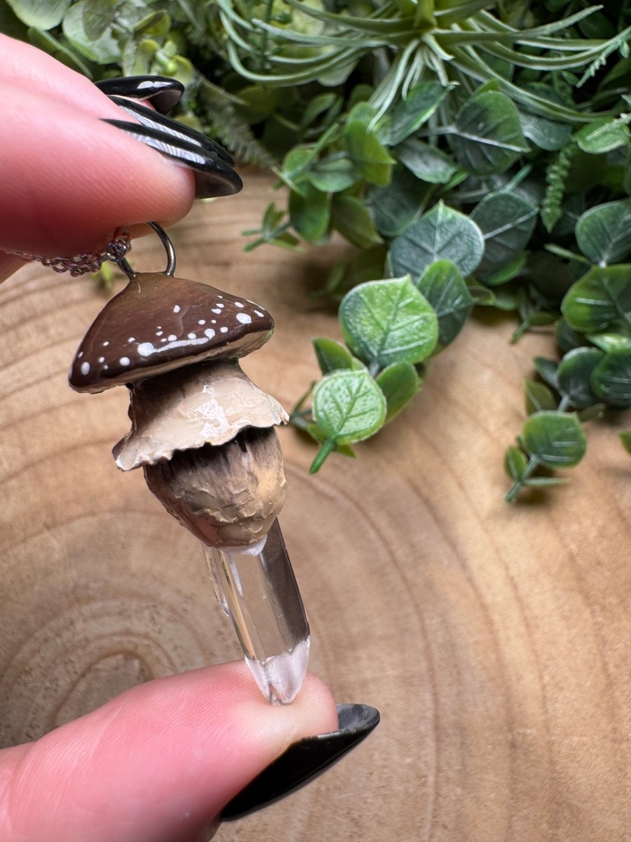 Whimsical Crystal Mushroom Necklace