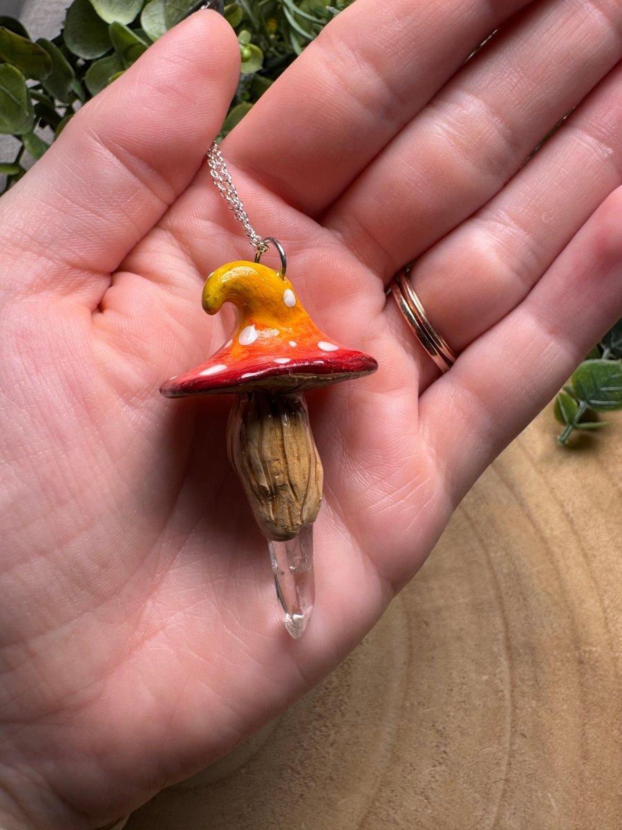 Whimsical Crystal Mushroom Necklace