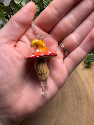 Whimsical Crystal Mushroom Necklace