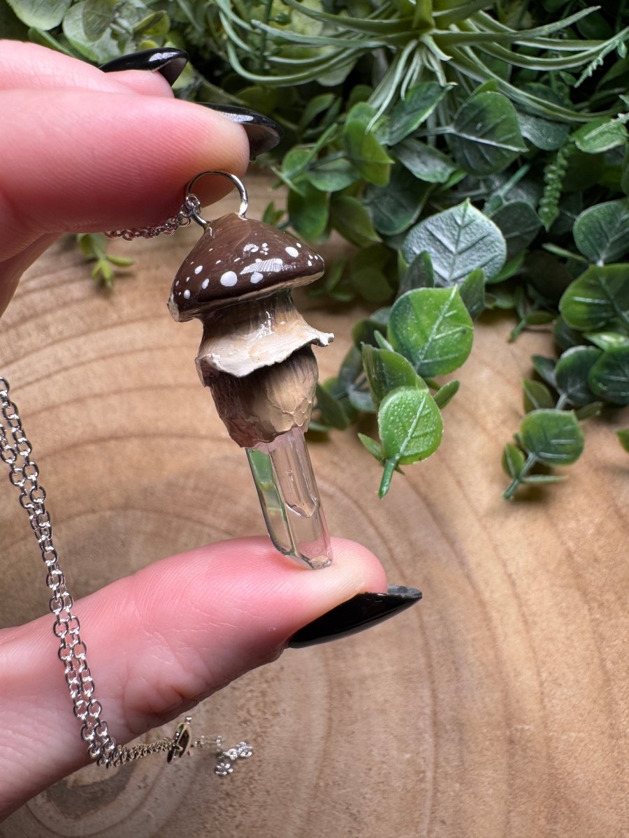Whimsical Crystal Mushroom Necklace