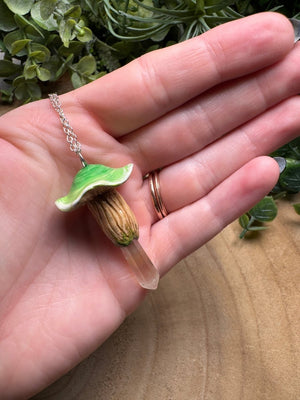 Whimsical Crystal Mushroom Necklace