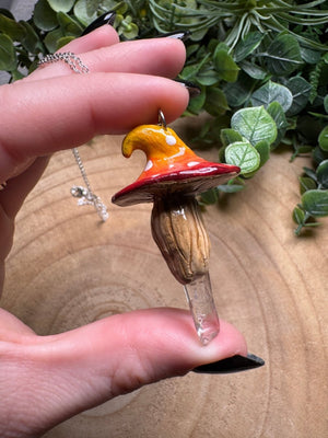 Whimsical Crystal Mushroom Necklace