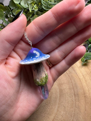 Whimsical Crystal Mushroom Necklace