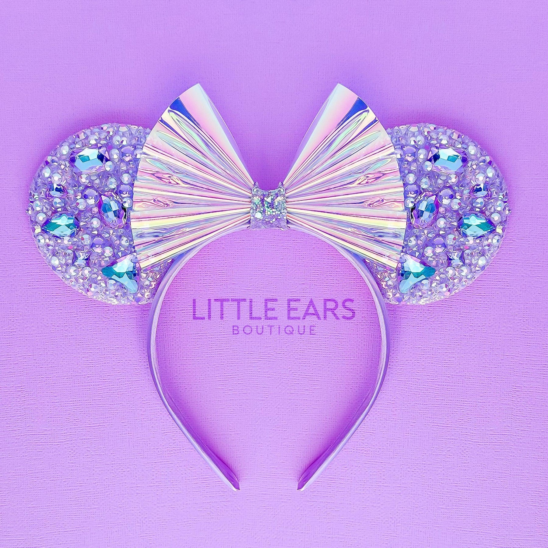 White Iridescent Sparkle Mickey Ears