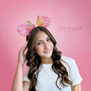 White Iridescent Sparkle Mickey Ears