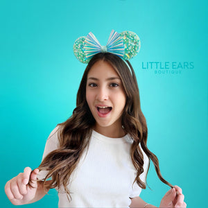 White Iridescent Sparkle Mickey Ears