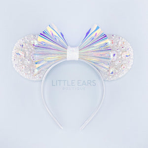 White Iridescent Sparkle Mickey Ears